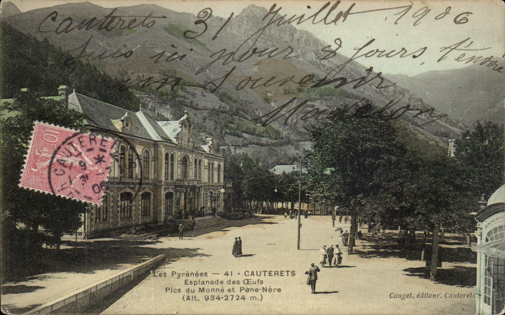 Cauterets — Esplanade des Cœufs — Pics du Monné et Pène-Nère — Couget, éditeur