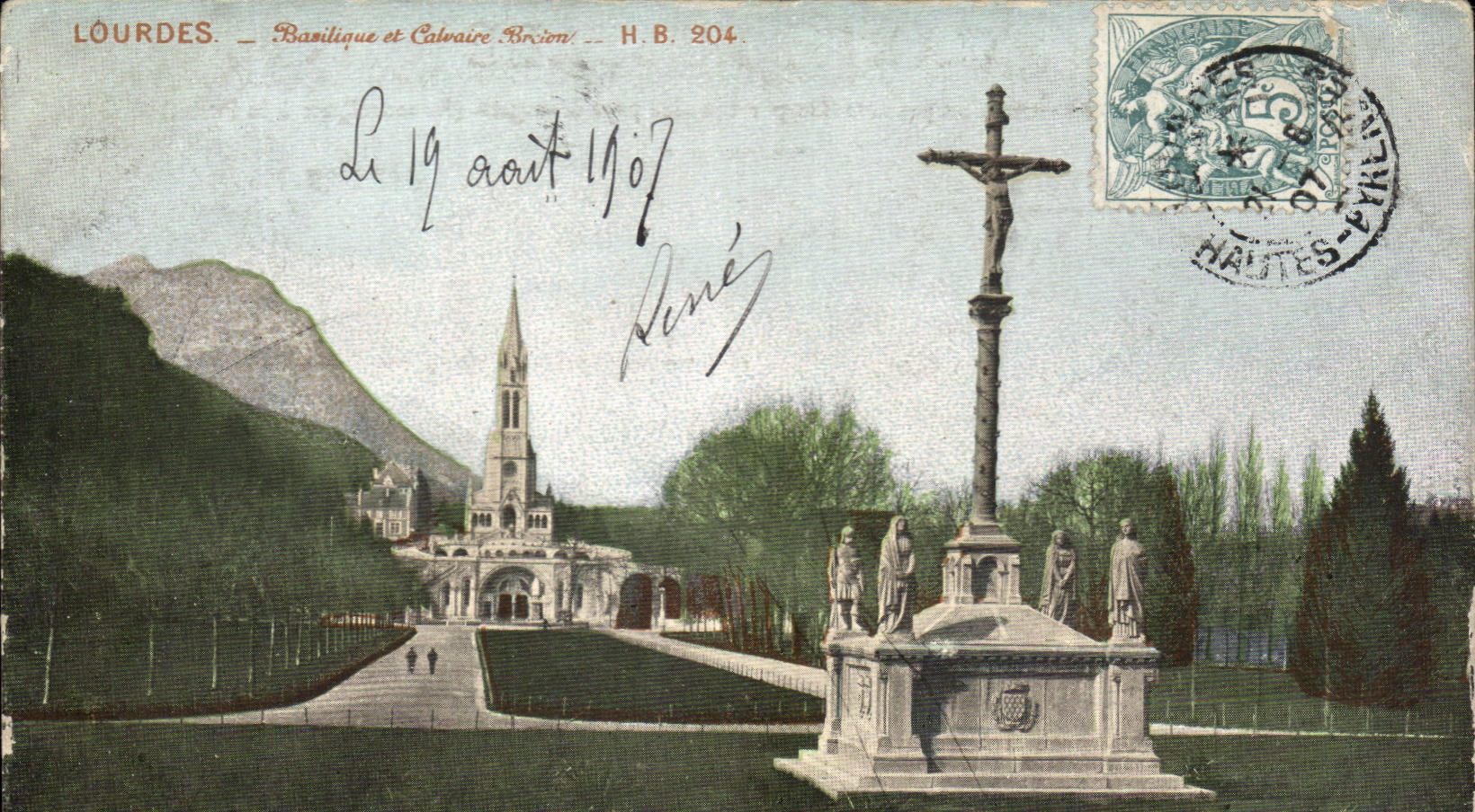 CPA Lourdes Basilique Et calvaire breton 