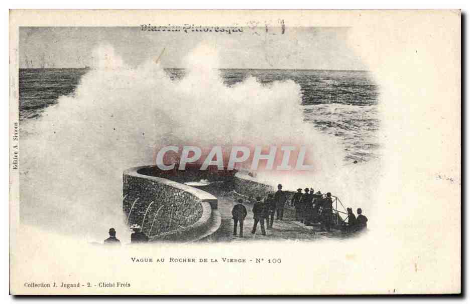 CPA Biarritz Vague au Rocher De La vierge 