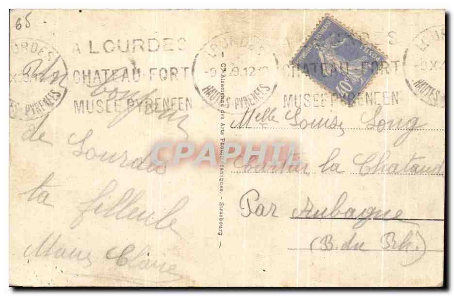 CPA Une Pensee De Lourdes — Rückseite