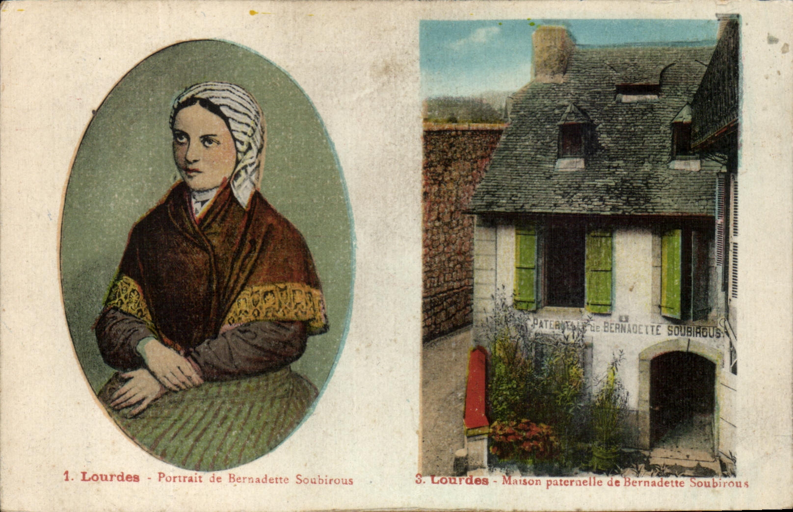 CPA Lourdes Portrait de Bernadette Soubirous Lourdes Maison Paternelle de Bernadette Sobirous