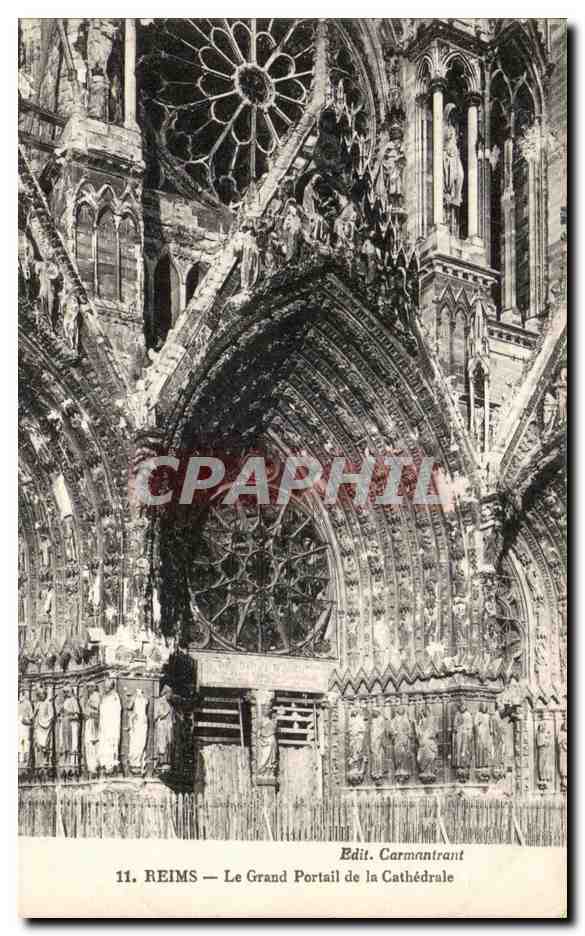 CPA Reims Le Grand Portail De La Cathedrale