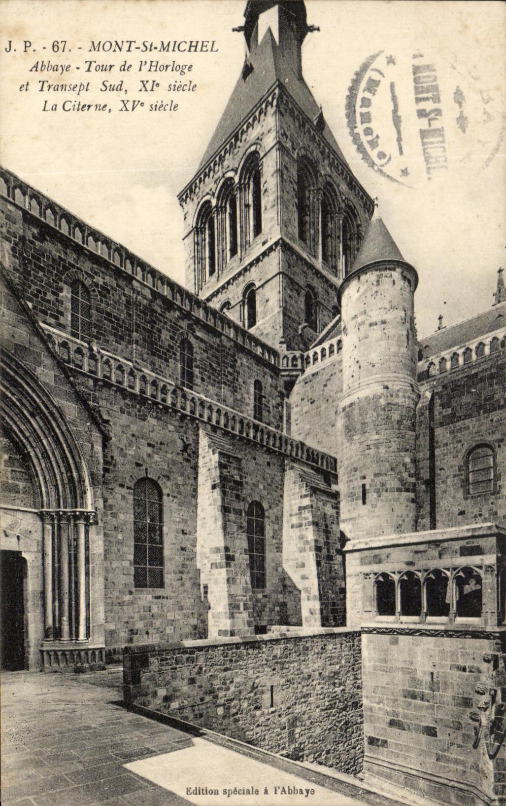 CPA Mont St Michel Abbaye Tour De l'Horloge Et Transept