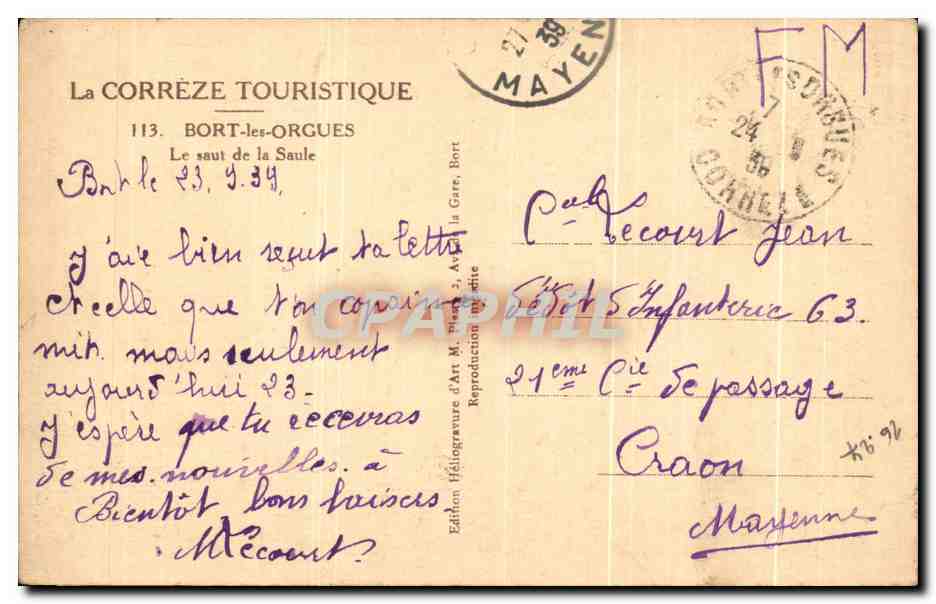 CPA La Correze Touristique Bort Les Orgues Le Saul De La Saule — Back