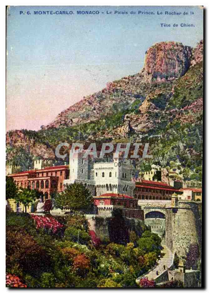 CPA Monte Carlo Monaco Le Palais Du prince Le Rocher De La Tete de chien 
