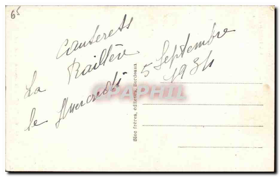 Cauterets — La Cascade de Lutour — Les Pyrénées — Bloch frères, Bordeaux, n°88 — Verso