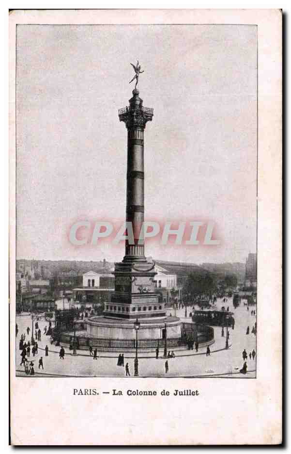 CPA Paris la Colonne de Juillet Publicite Oriflamme Petrole de luxe 