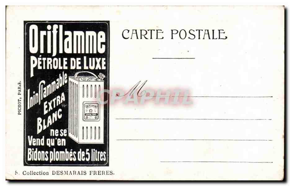 CPA Paris la Colonne de Juillet Publicite Oriflamme Petrole de luxe  — Rückseite