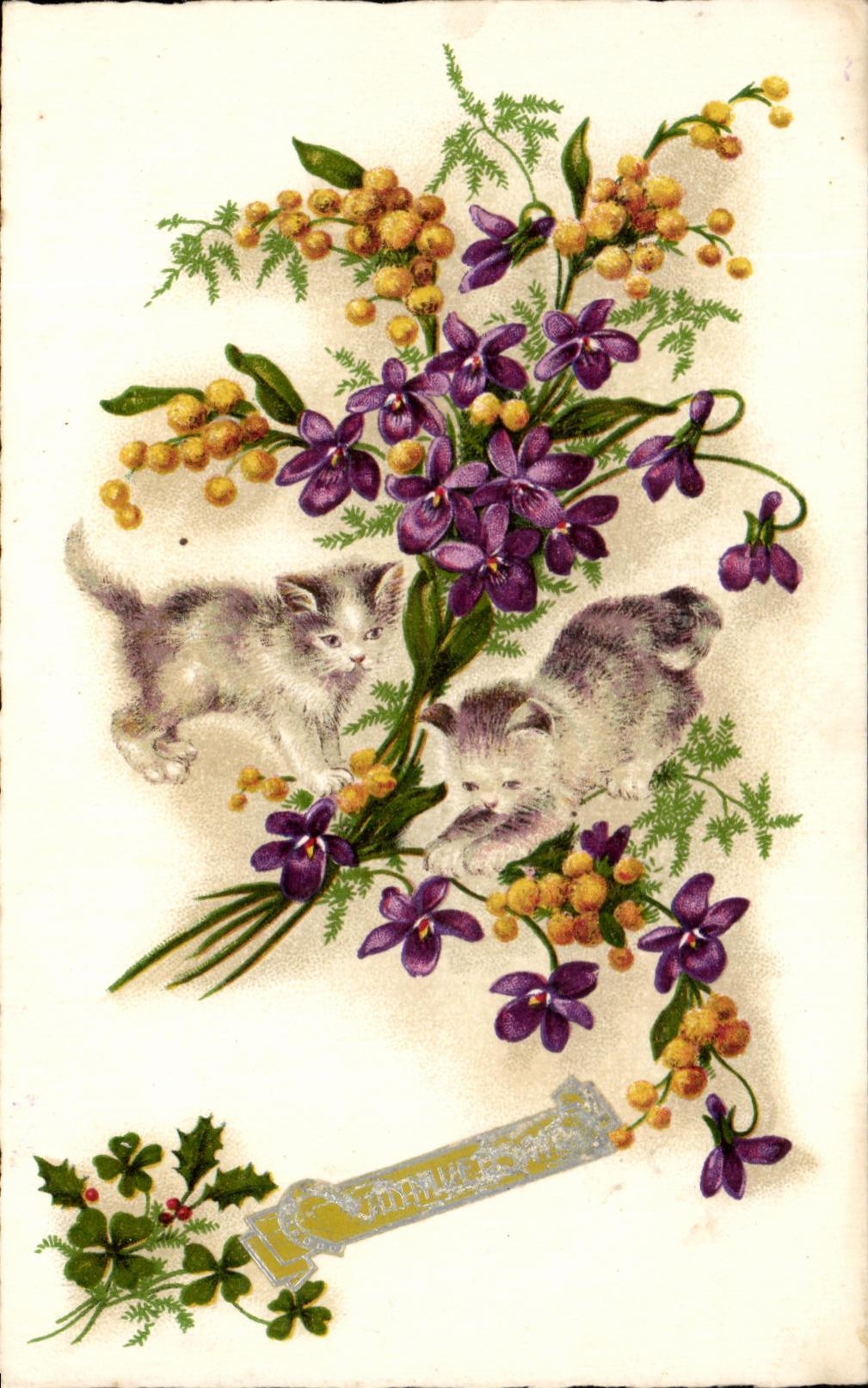 CPA Fleurs Chats Chatons 