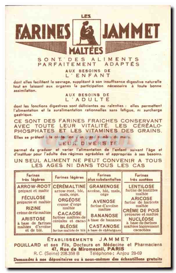 CPA Les Vieilles Provinces de France La Bretagne Jammet Publicite Farines Jammet — Rückseite