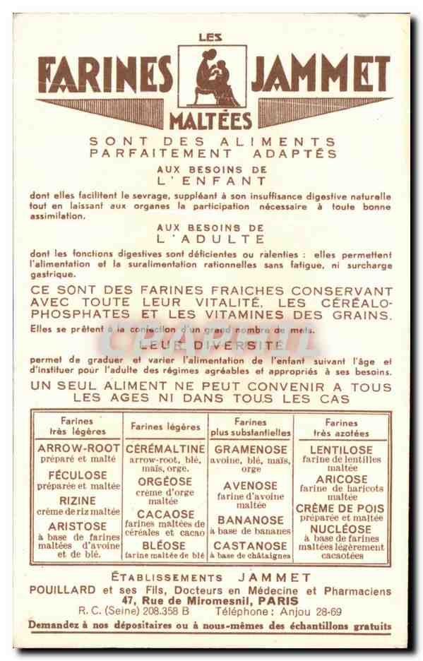 CPA Les Vieilles Provinces de France La Bourgogne Publicite Farines Jammet — Rückseite