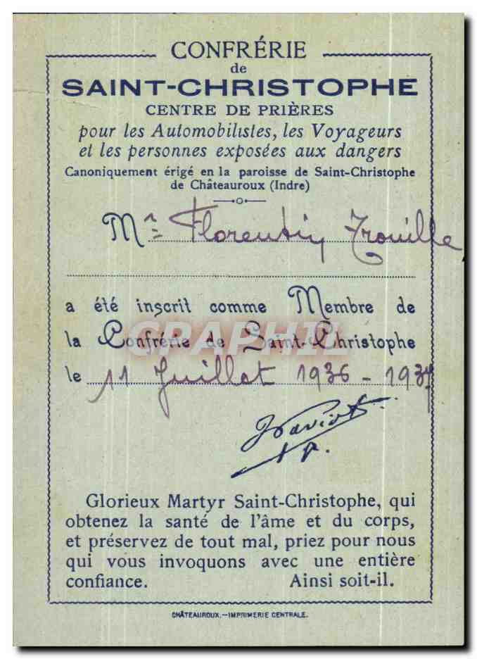 Image Saint Christophe de Chateauroux Velo Cycle Train Automobile  — Verso