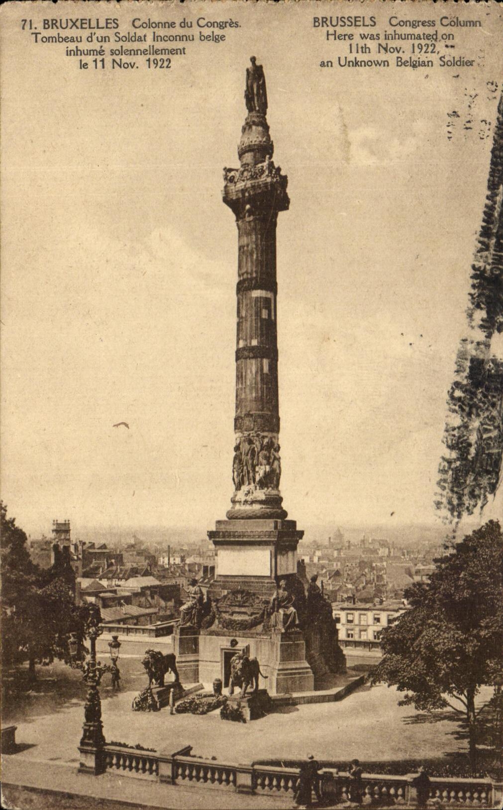 CPA Bruxelles Colonne du Congres Tombeau d'un Soldat Inconnu belge
