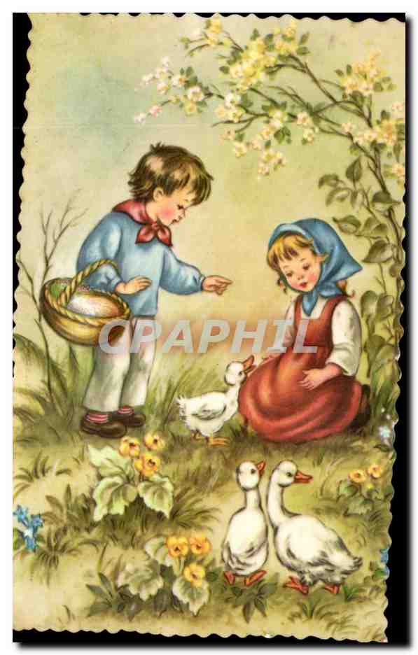 CPA Fantaisie Enfants Canards