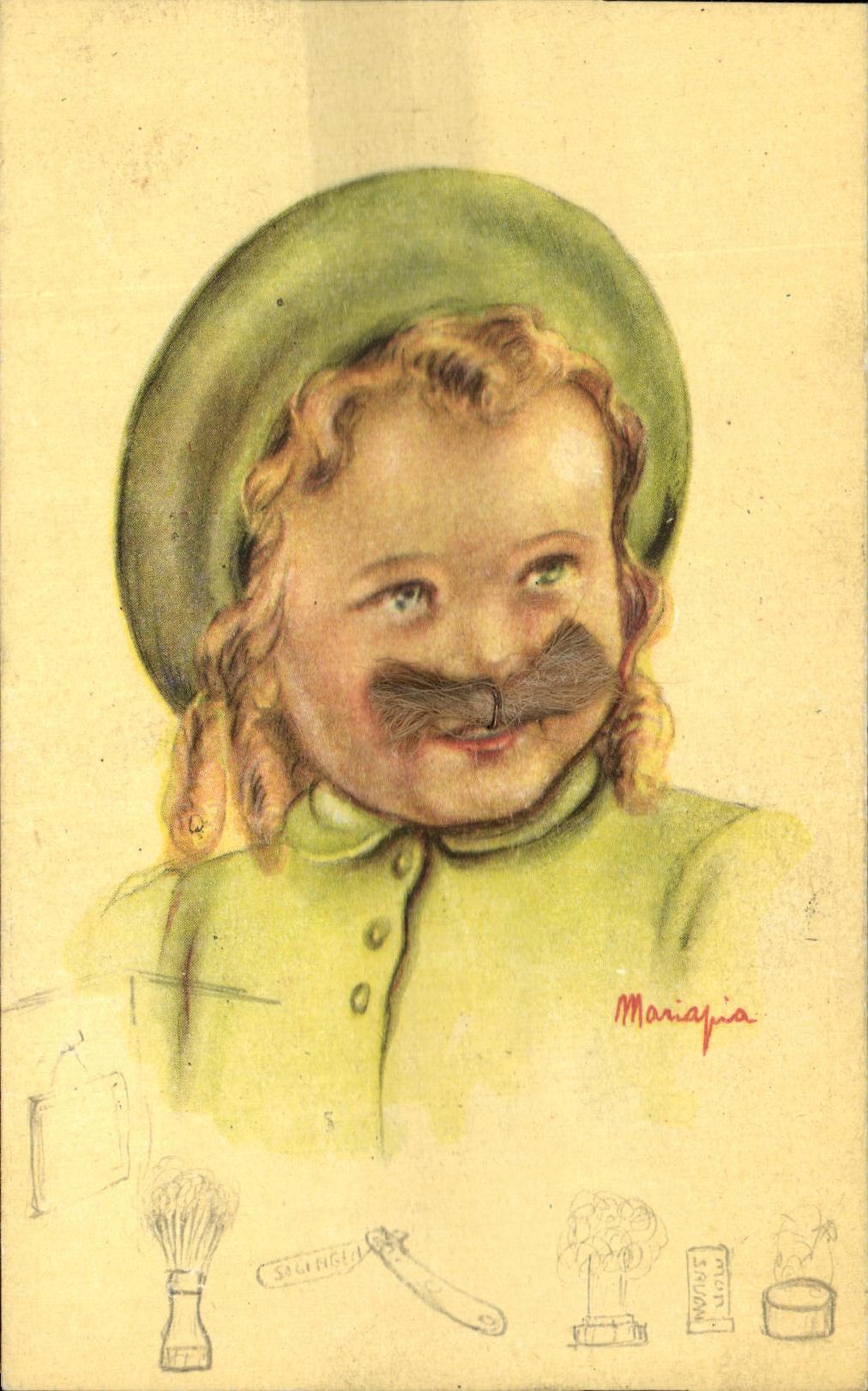 CPA Enfant a la moustache Coiffeur (desor en relief)