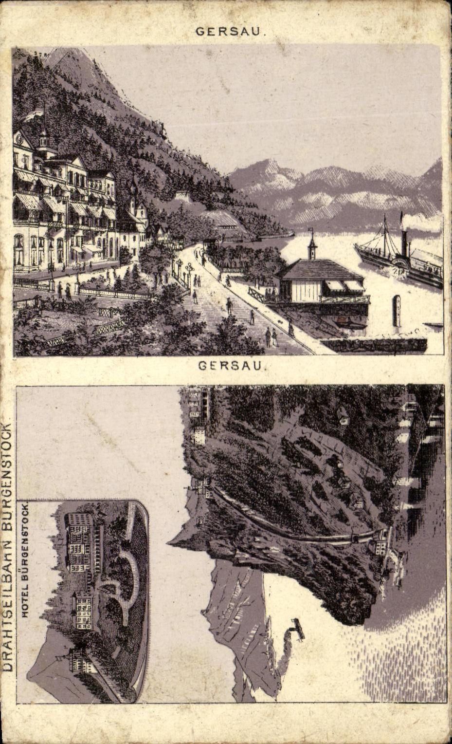 CPA Drahtseilbahn Burgenstock Gersau