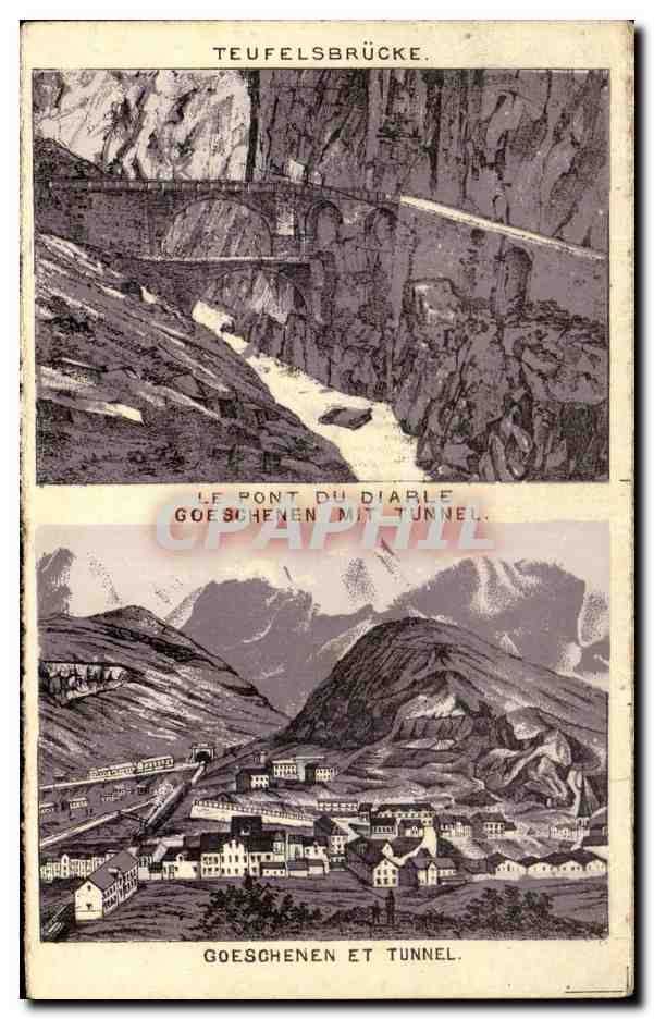CPA Teufelsbrucke Goeschenen Et Tunnel