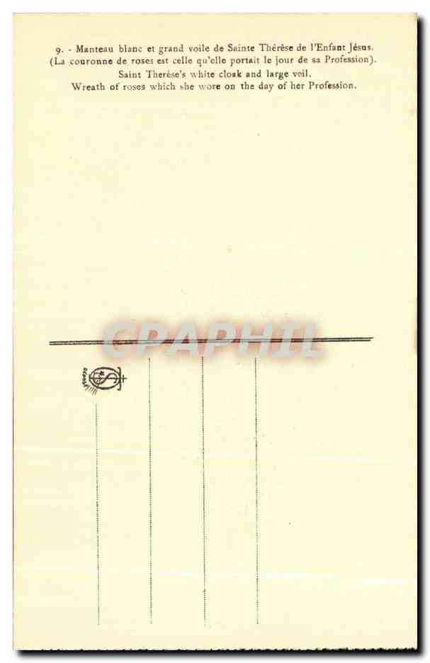CPA Manteau blanc et grand voile de Saint Therese de l'Enfant Jesus  — Verso