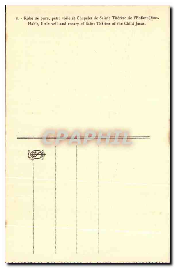 CPA Robe de bure petit voile et Chapeler de Saint Therese de l'Enfant Jesus — Verso