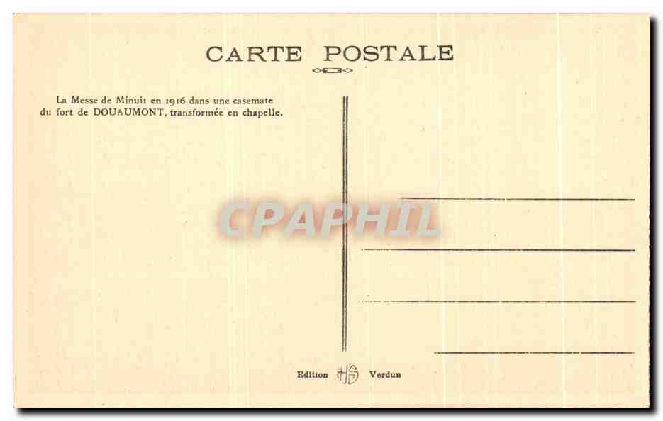 Messe de Minuit — 1916 — fort de Douaumont — édition Verdun — Verso
