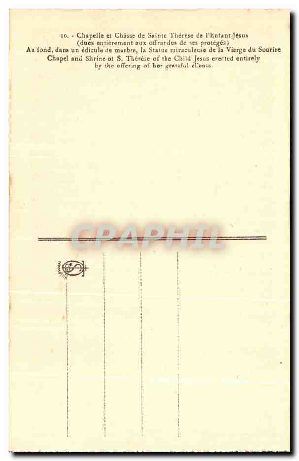 CPA La Chapelle des Carmelites de Sainte Therese de l'Enfant Jesus Au fons dans un  — Verso
