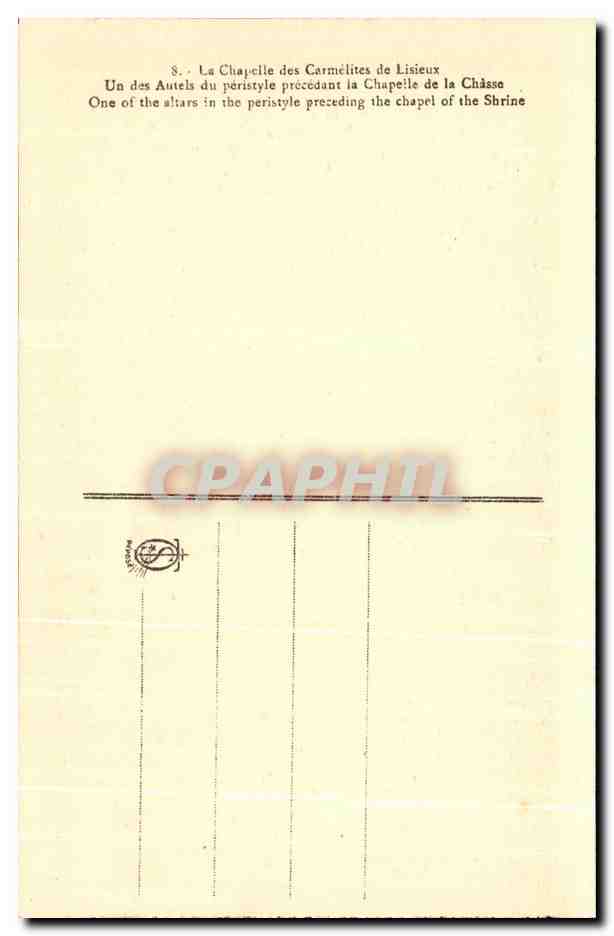 CPA La Chapelle Des Carmelites De Lisieux Un Des Autels — Verso