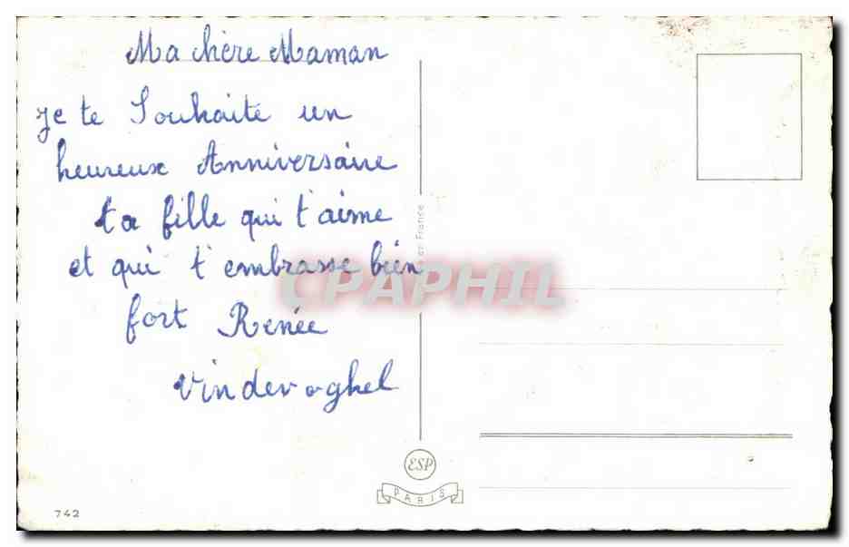 CPA Heureux Anniversaire Fleurs Roses  — Verso