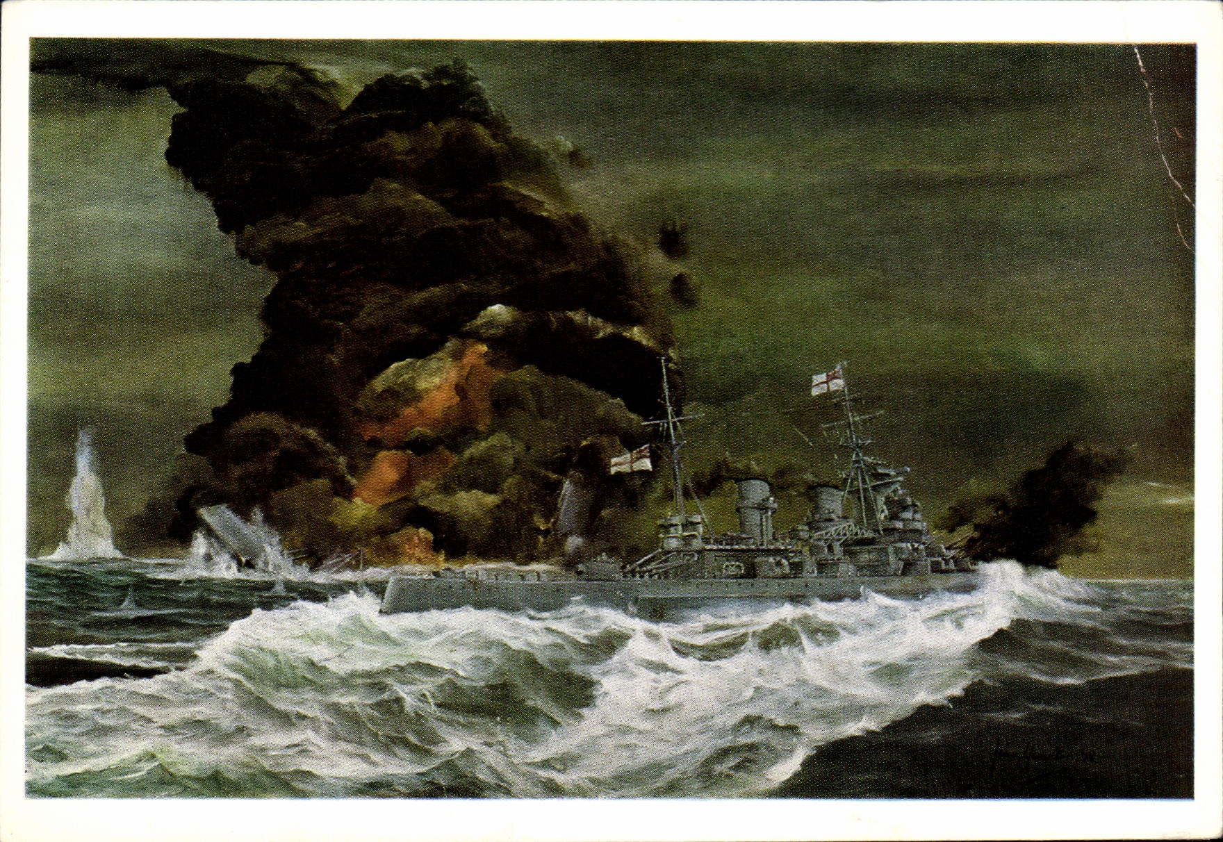 CPA The Destruction of HMS Hood Bateau Guerre 