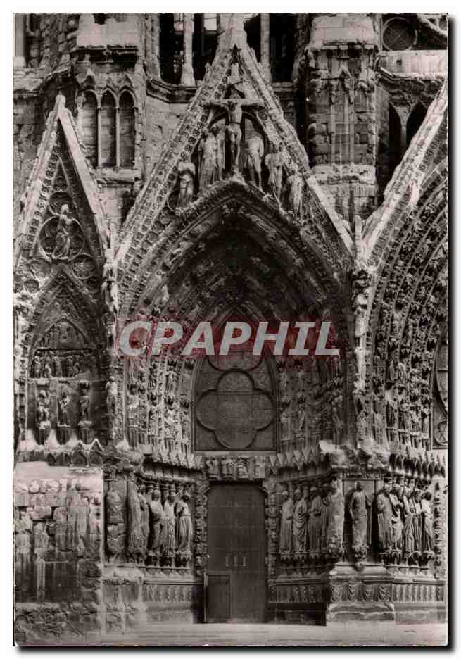 Reims (Marne) — Cathédrale Notre-Dame, façade occidentale, portail nord — Sérv. Commercial Monuments Historiques, Paris