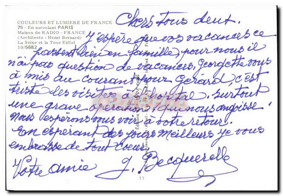 Paris — Luftbild der Eiffelturm und der Seine — Éditions Radio France, n°10/5682 — Rückseite