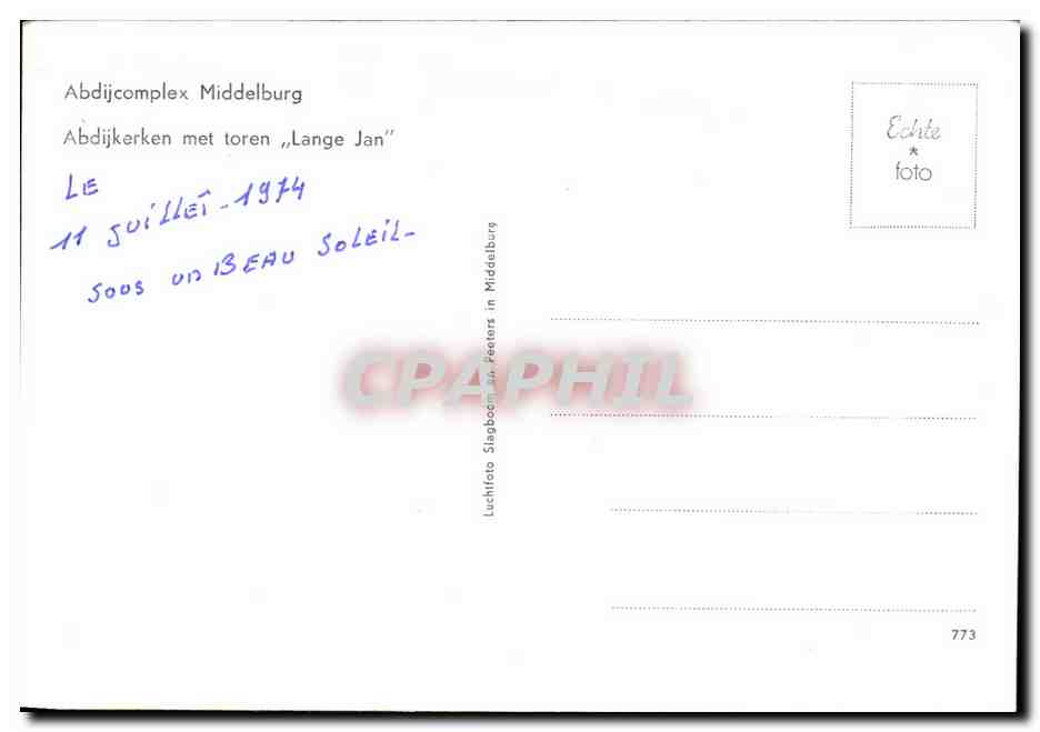 CPA Abdijcomplex Middelburg Abdijkerken Met Toren Lange Jan — Rückseite