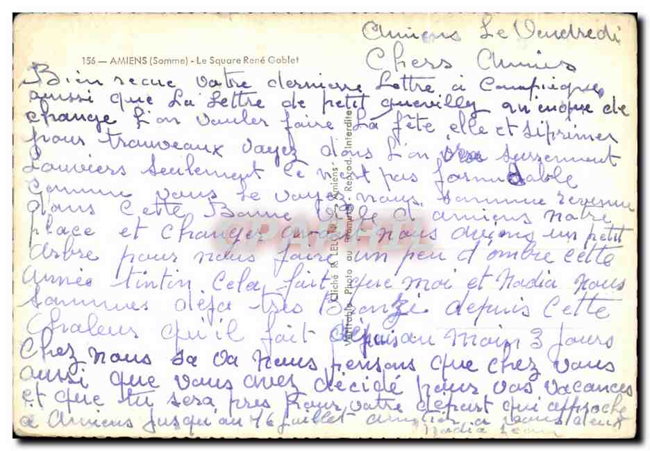 CPSM Amiens le Square Rene Coblet — Back