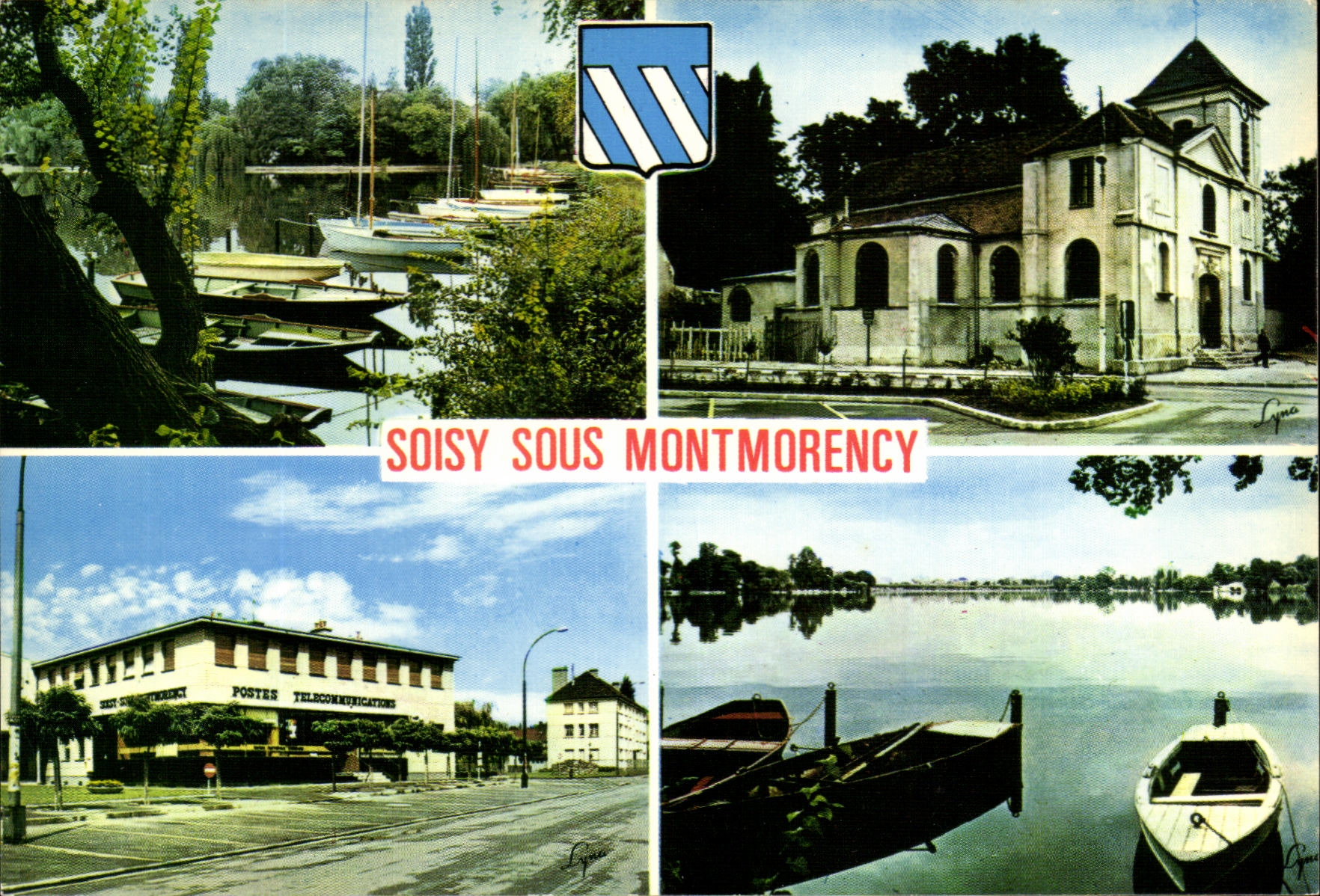 CPM Soisy sous Montmaorency Bords du lac l'Eglise la Poste 