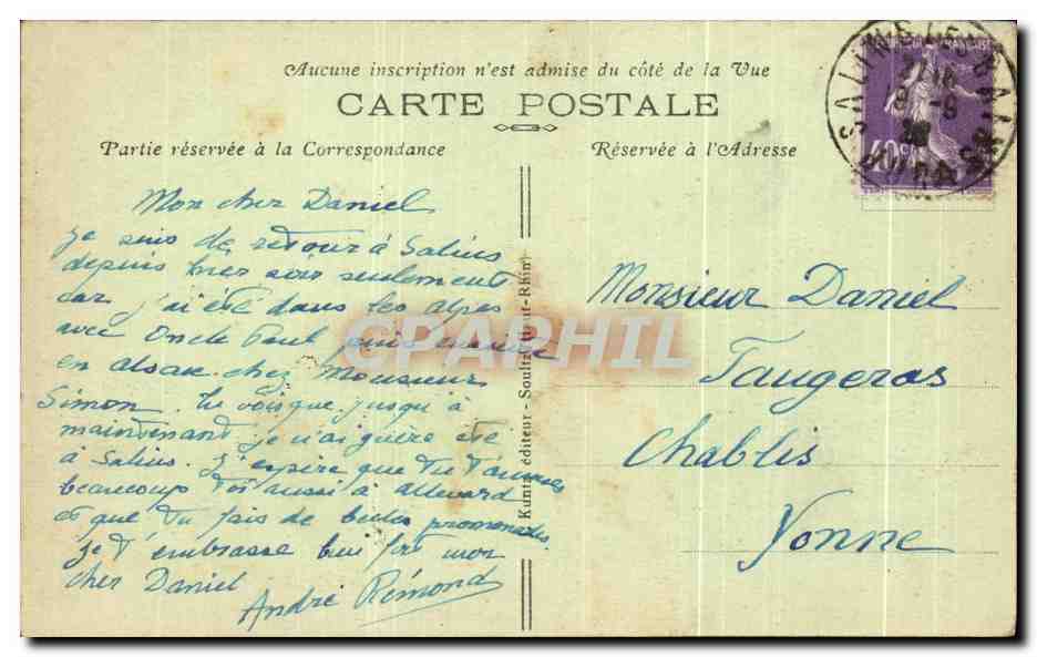 CPA Vieil Armand La Croix pour les Soldats Francais tombes pour la Patrie Militaria — Verso