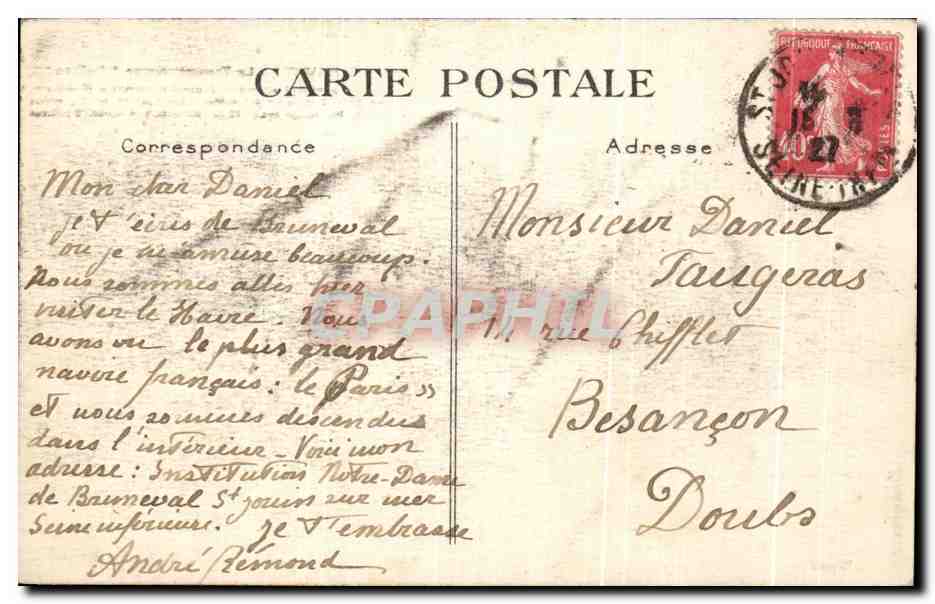 CPA Le Havre La Transatlantique Suffren Bateau Paquebot  — Rückseite
