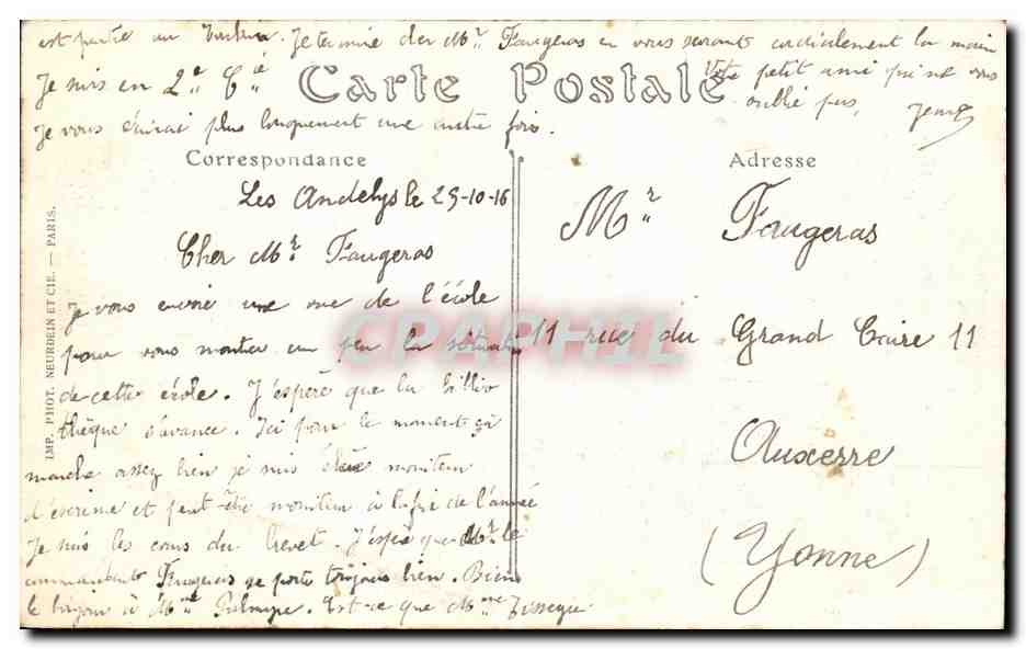CPA Les Andelys Ecole Militaire Preparatoire d'Infanterie Militaria — Verso