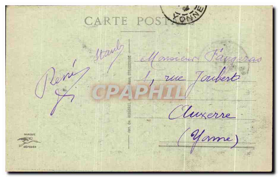 CPA Saverne Rue de L'Eglise et Caisse D'Epargne — Rückseite