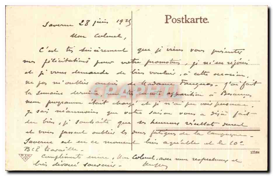 CPA Zabern Pandurenkeller Saverne  — Rückseite