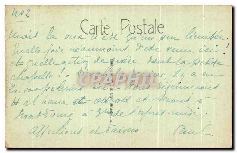 Fêtes du 4 au 11 juillet 1920 — Centenaire de Sainte Odile (720-1920) — Éditeur : Editions V. & Cie, Strasbourg — Rückseite