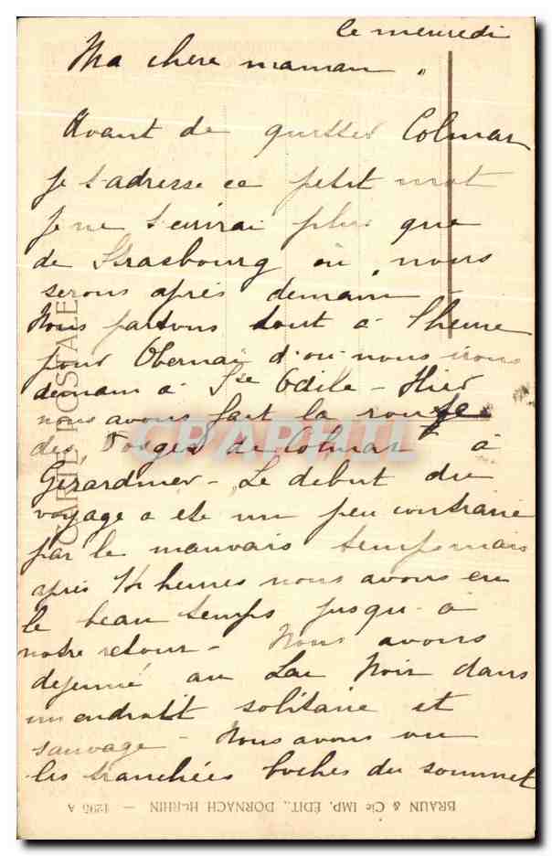 CPA Colmar Oriel Du Commissaeiart De Police — Rückseite
