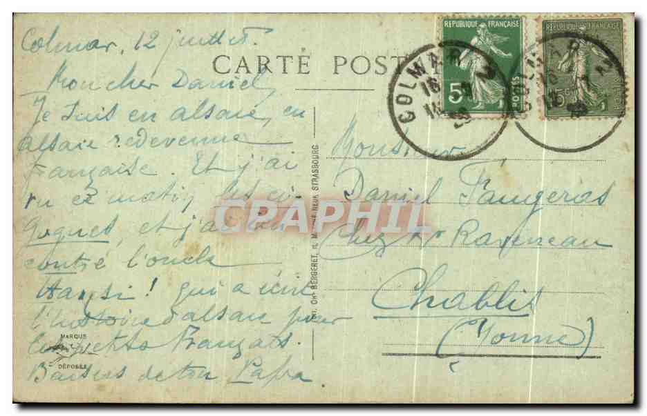 CPA Colmar Chapelle de l'Hopital Cigogne — Rückseite