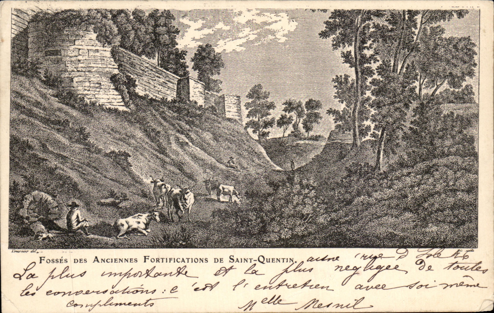 CPA Fosses Des Anciennes Fortifications de Saint Quentin