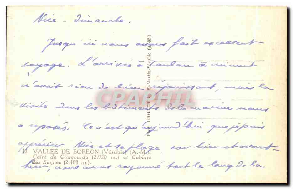 CPA Vallee De Bordeon Caire de Cougourda et Cabane des Sagnes — Rückseite