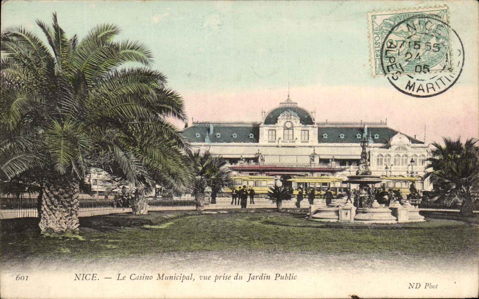 CPA Nice Le Casino Municipal Vue prise du Jardin Public Tramway