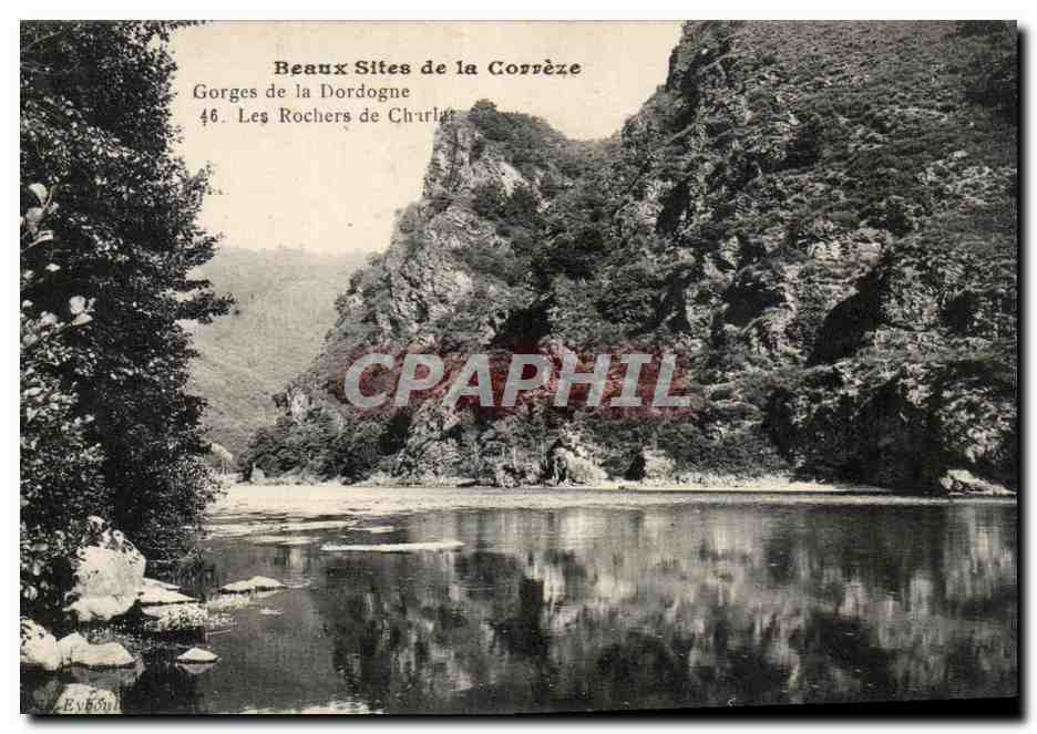 Gorges de la Dordogne — Les Rochers de Charlat — Éditeur E. Vébous
