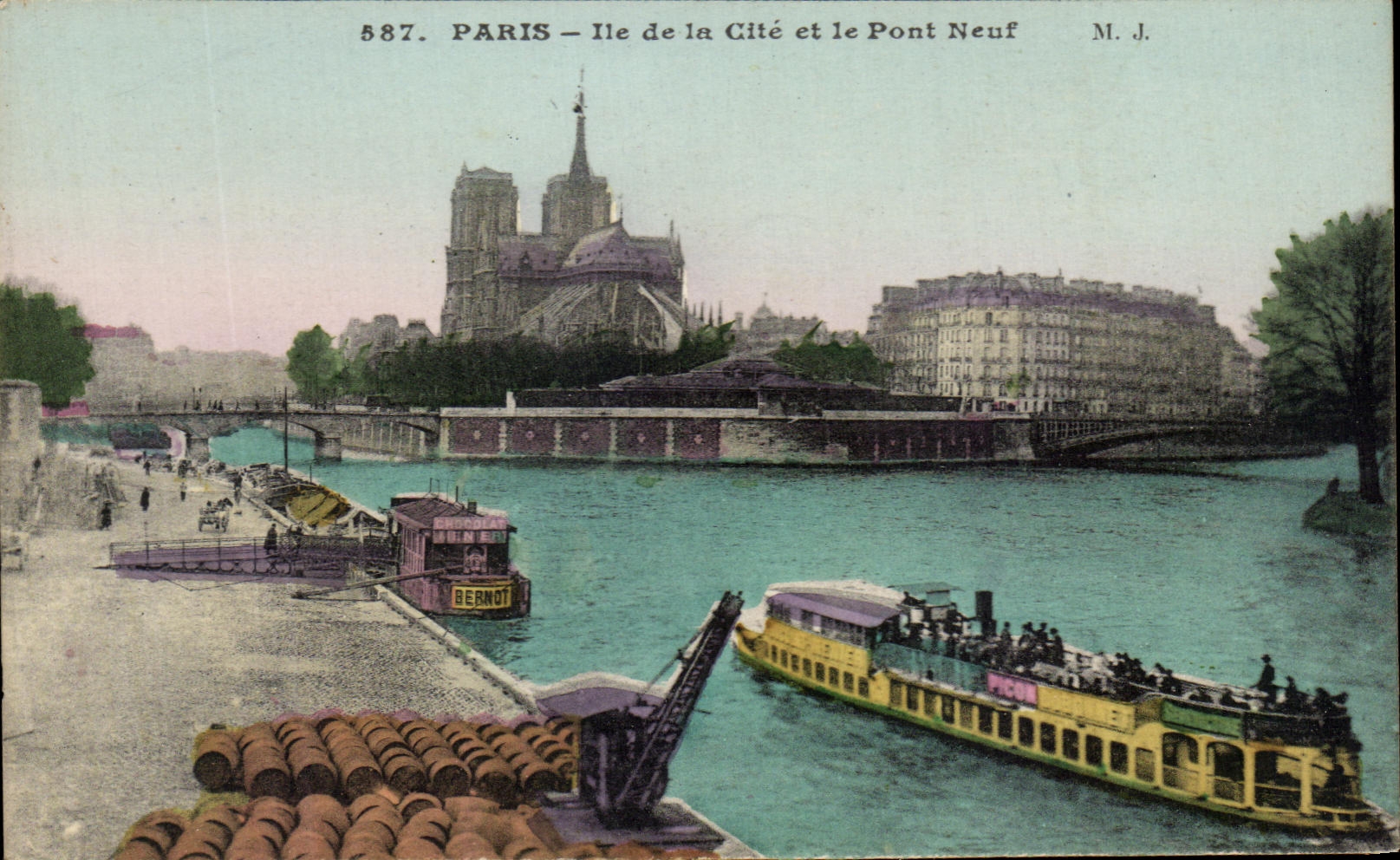 CPA Paris Ile de la Cite et le Pont Neuf Notre Dame Peniche 