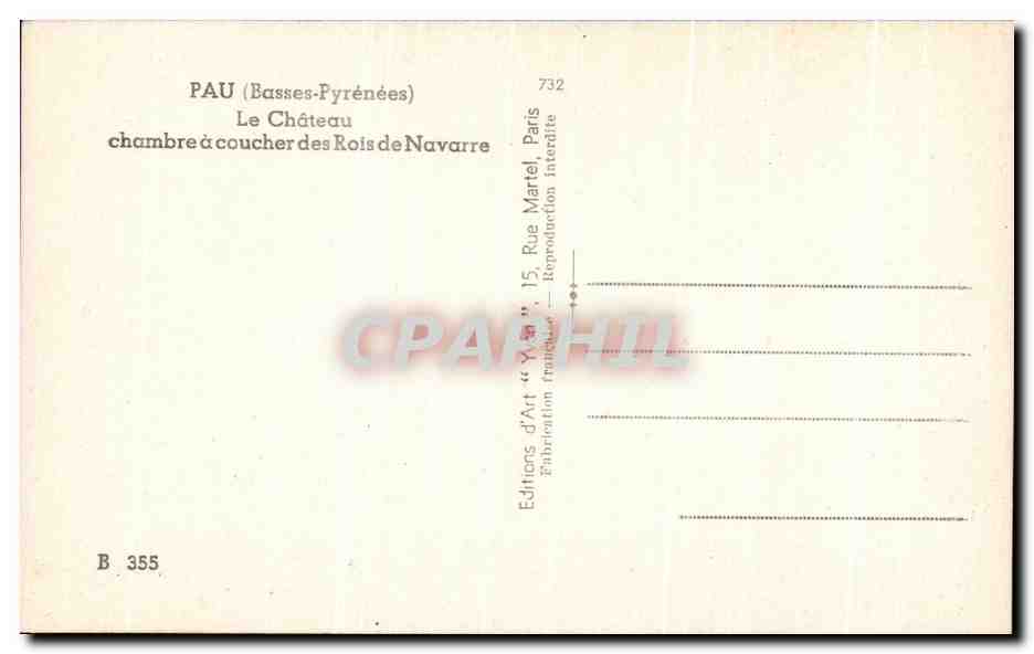 Chambre à coucher des Rois de Navarre — Château de Pau — Éditions d'Art Martel — Reverso