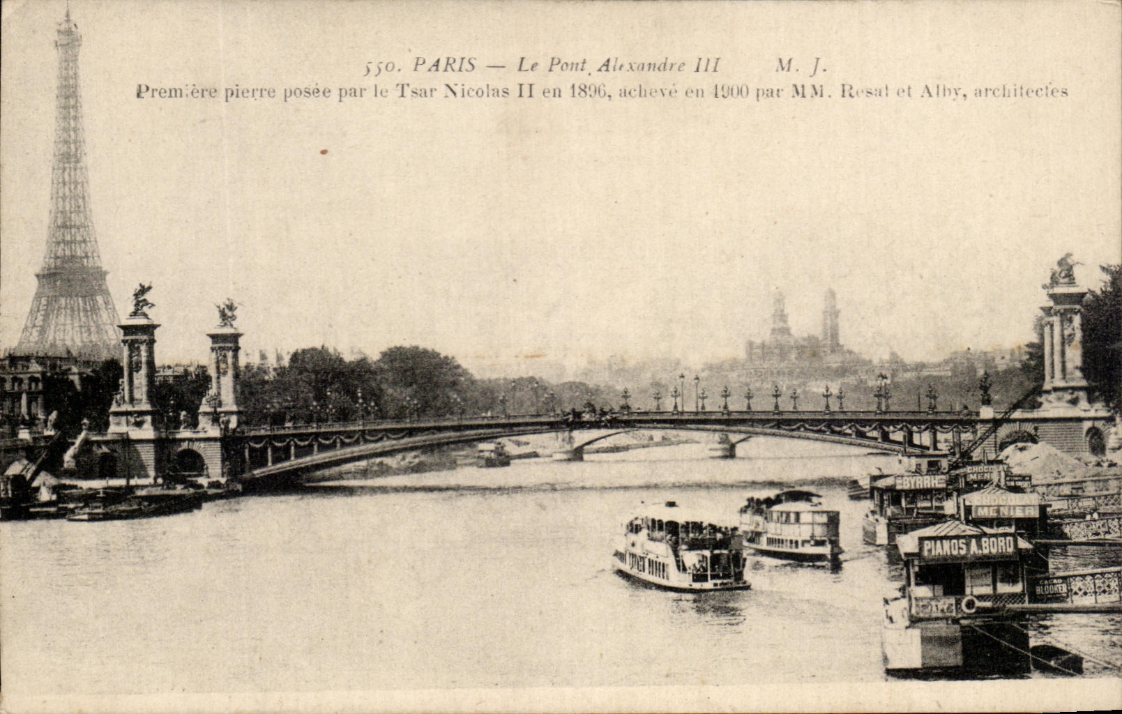 CPA Paris Le Pont Alexandre III Tour Eiffel Peniches