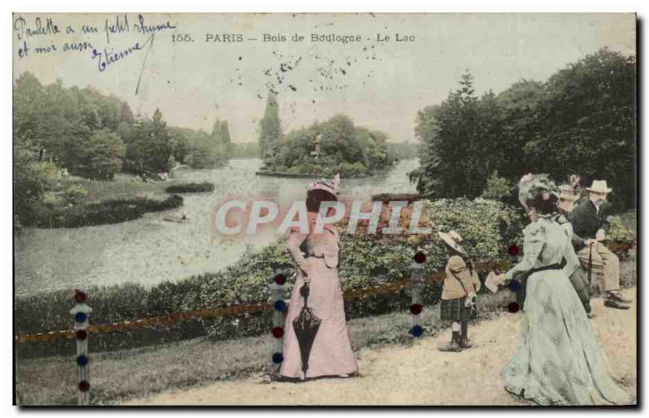 CPA Paris Bois de Boulogne Le Lac Femmes et enfant