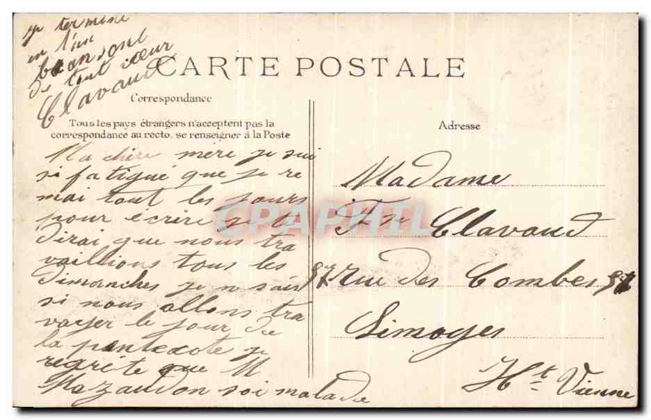CPA Paris Tribunal de Commerce et Conciergerie Peniche  — Verso